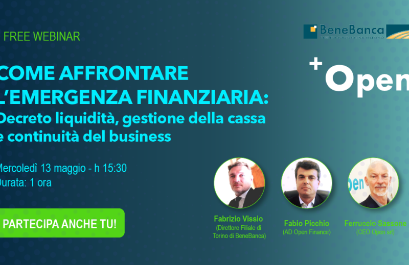 Come affrontare l'emergenza finanziaria, Decreto Liquidità, gestione cassa e business - webinar