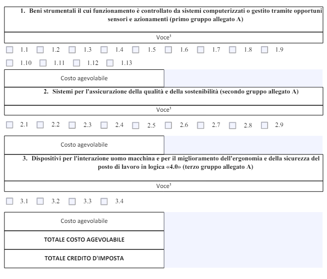 Estratto Modello di comunicazione Software ex Allegato A L. 232/2016